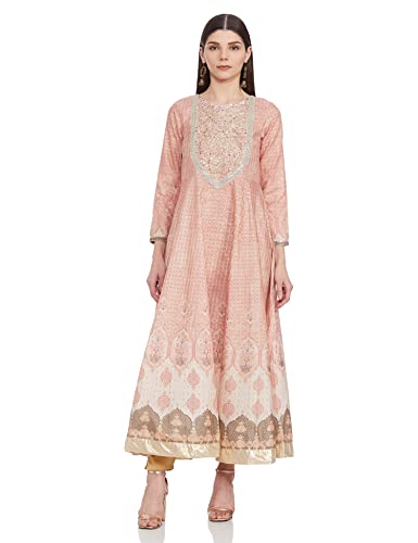 W for Woman Dark Green Printed Kurta with Embroidery_21AUW13699-115116_S