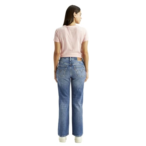 Women's High Rise Ribcage Straight Fit Blue Jeans