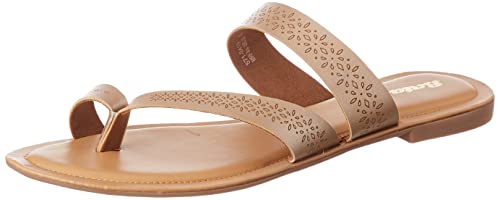 Bata womens SHINE TR Beige Flat Sandal - SaumyasStore