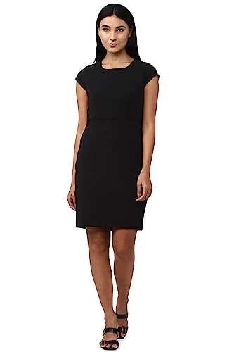 Van Heusen Women's Polyester Blend Classic Knee-Length Formal Dress (VWDRCRGBS06113_Charcoal