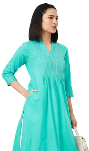 Max Women's Cotton Regular Kurta (VIEKSP25HE_Aqua