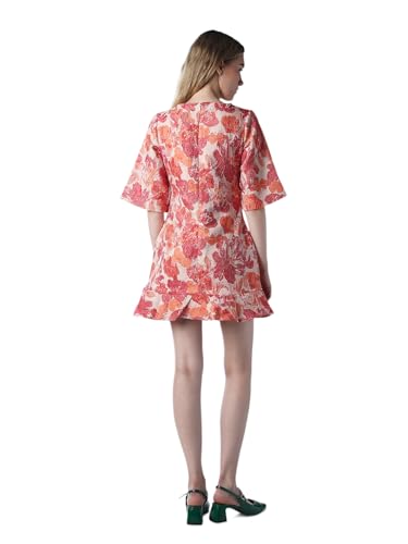 ONLY Women's Floral Print Fit and Flare Multicolor Dress