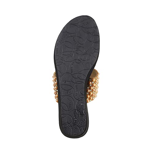 Metro Womens Synthetic Antic Gold Slip Ons - SaumyasStore