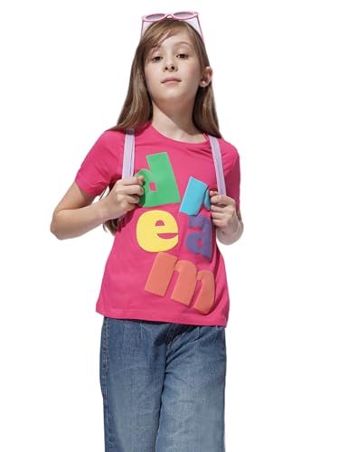 VERO MODA Girl Graphic Print Cotton Regular Fit Pink Tshirt