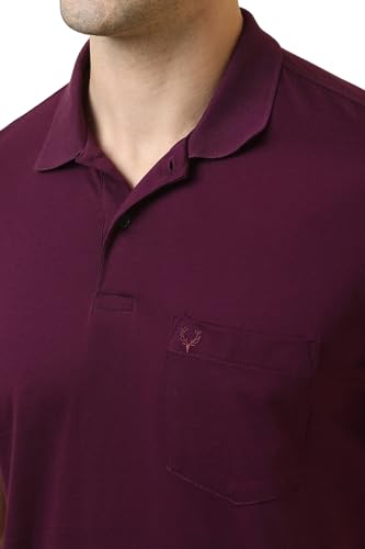 Allen Solly Men Purple Solid Polo Neck T-Shirt