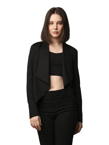 ONLY Women Solid Tailored Fit Casual Black Blazer