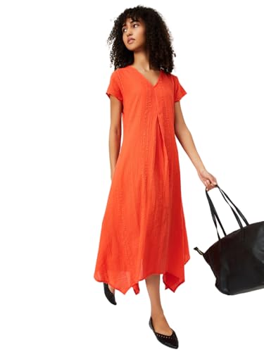Max Kalki x Max Women Textured Asymmetric Dress (Orange_S)