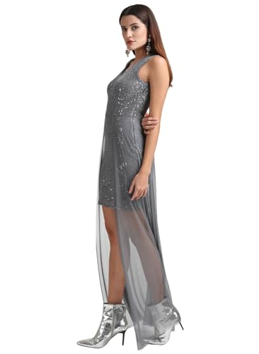 Kazo Women's Polyester Blend Modern Maxi Dress (124674_Grey