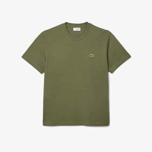 Lacoste Men's Solid Classic Fit T-Shirts (TH7318BMY_Khaki Green