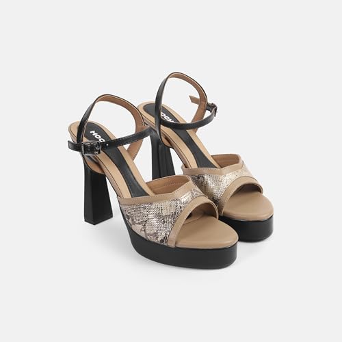 Mochi Women's Black Back Strap closure Casual - Sandals with Block Heel UK/4 EU/37(40-281)