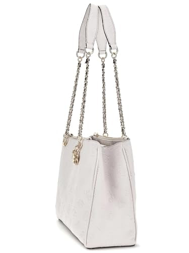 GUESS Off White Textured Cresidia Status Satchel Bag