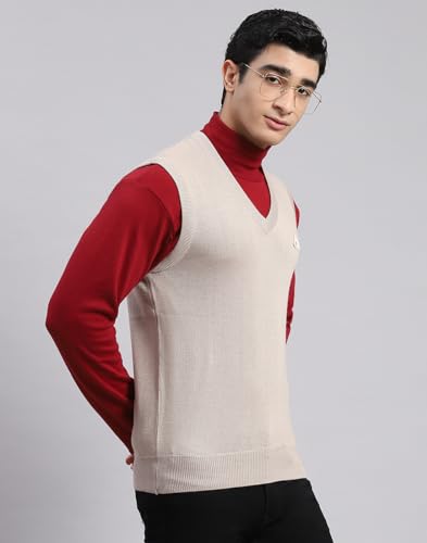 Monte Carlo Shell Solid V Neck Sweater | Warm Woolen Pullover for Men | Soft Comfortable Knitted Winter Wear Sweater for Men's