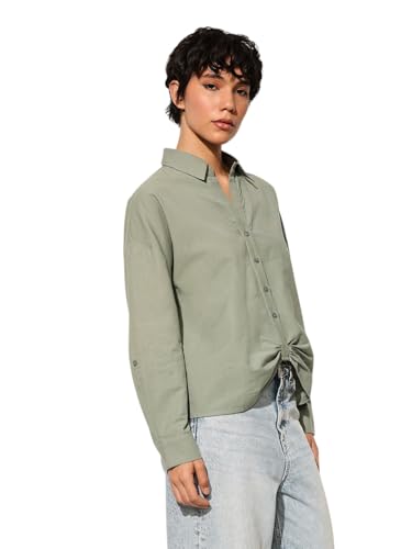 ONLY Women Regular Fit Green Shirt