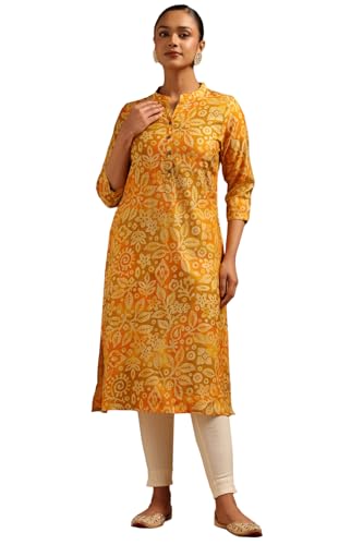 Soch Womens Mustard Desert Storm Botanical Kurta