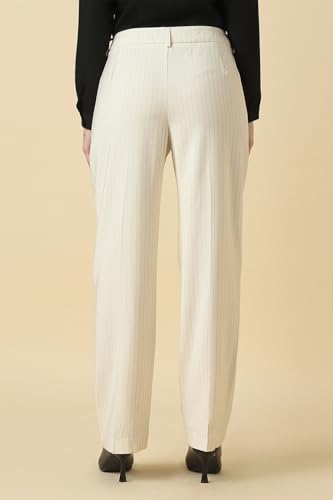 Women Beige Stripe Formal Trousers