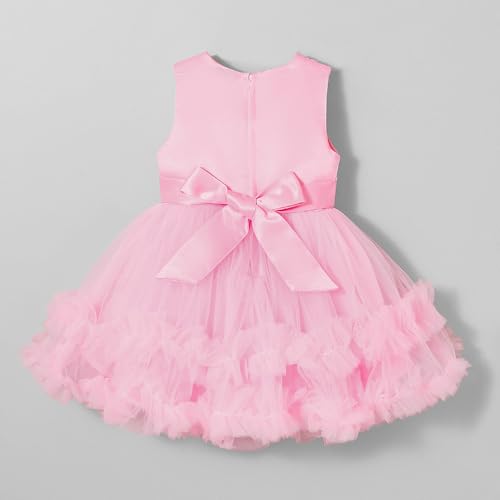 Hopscotch Girls Pink Sleeveless Lace Embellished Dress For Age (18-24 Months)