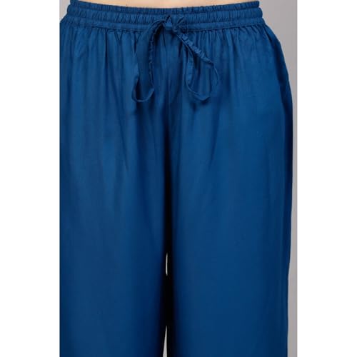 Rangriti Women Viscose Printed Straight Suit Set (DORI19025SS24IND_Blue