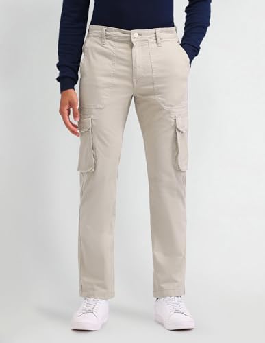 U.S. POLO ASSN. Mens Straight Fit Overdyed Cargos (UDTROO001_Stone_34)