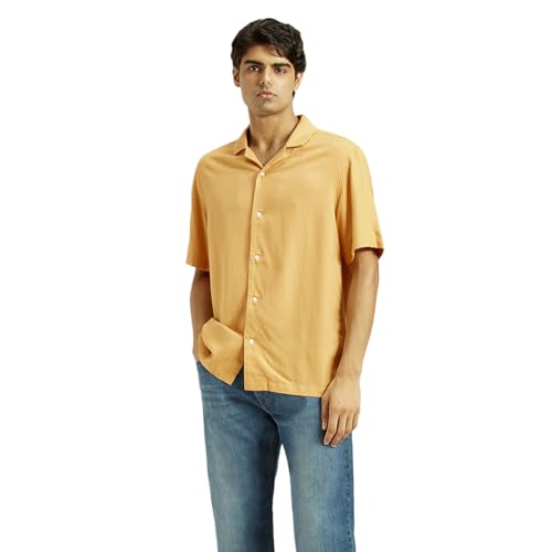 Levi's Men's Solid Regular Fit Shirt Yellow