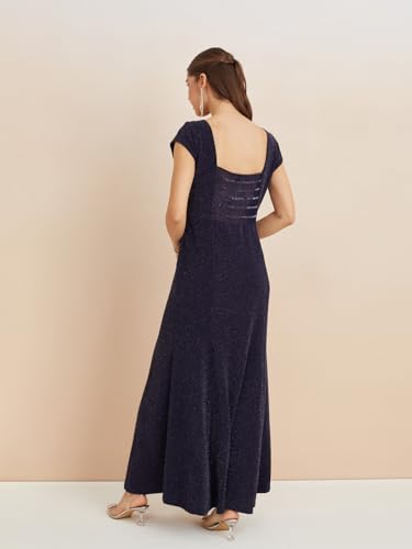 Latin Quarters Women's Blue Sweatheart Neck Cap Sleeves Solid Party Bodycon Dress_S