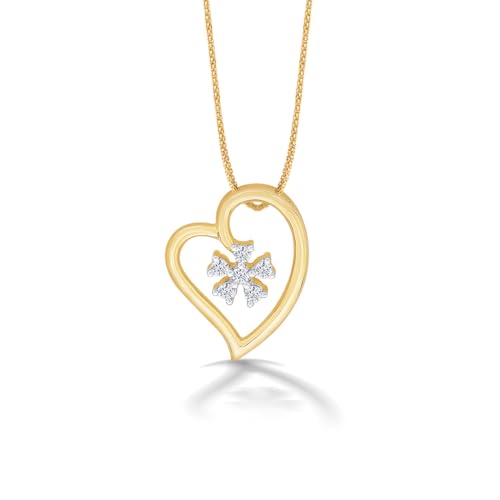 P.N.Gagdil Jewellers 14 Karat Yellow Gold & Diamond Certified Gold Heart Pendant For Women DIDP0021 IJ/SI