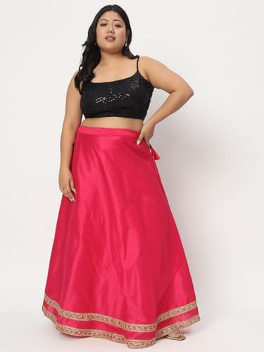 studio rasa Women's Plus Size Polyester Embellished Spaghetti Saree Blouse for Wedding Festive Party(TPWPC124BLRC01XXL_Black_XX-Large)