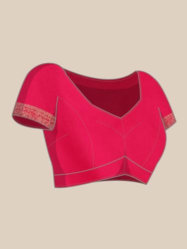 MOHEY Women's Rani Art Silk Zari Weave Saree (Rani)