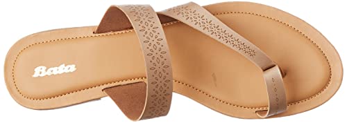 Bata womens SHINE TR Beige Flat Sandal - SaumyasStore