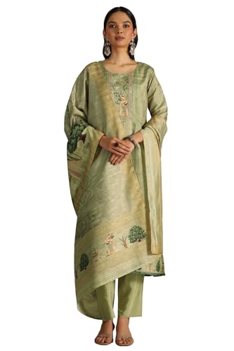 Soch Women's Art Silk Kurta Suit Set (CWA5CD22248_Sap Green