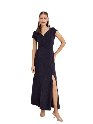 Latin Quarters Women's Blue Sweatheart Neck Cap Sleeves Solid Party Bodycon Dress_S