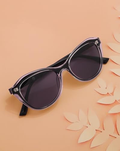 Transparent with Black Toned Blue Polarised Lens Cat Eye Sunglass for women