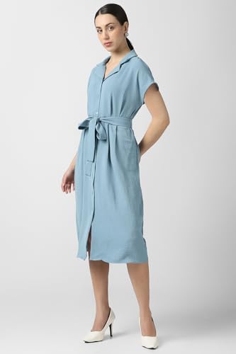 Van Heusen Women's Polyester Modern Calf Length Dress (VWDRFRGF535067_Light Blue