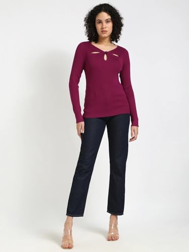 Slim Fit Rayon Keyhole Neck Top