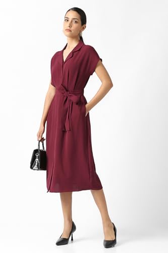 Women Maroon Solid Casual Dress