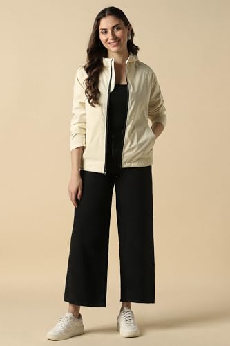 Women Beige Solid Casual Jacket