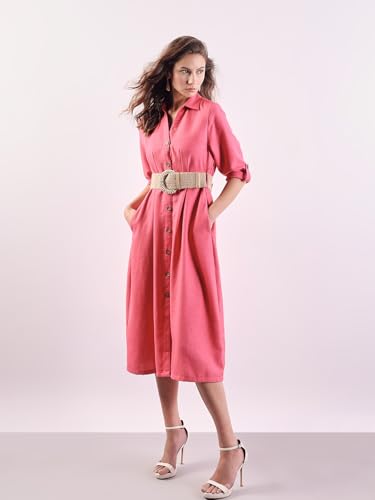 VERO MODA Women's Fit and Flare Pink Dress