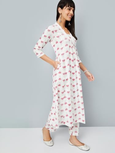 Max Women's Cotton Kurta Set (CTKST54064_Off White