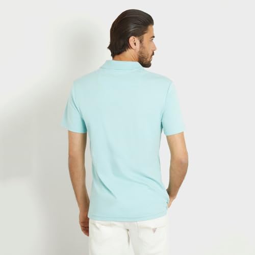 GUESS Laguna Blue Solid Polo Neck Short Sleeves Nolan Polo T-Shirt