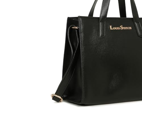 LOUIS STITCH Stylish Black Handbag for Women | Ladies Satchel Handbag for Travel, Office, College (LS-LDB-VF1039-HBJB)
