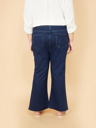 Max Women Washed Flared Jeans(Blue_42,)
