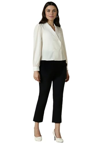 Allen Solly Women Black Regular Fit Solid Formal Trousers