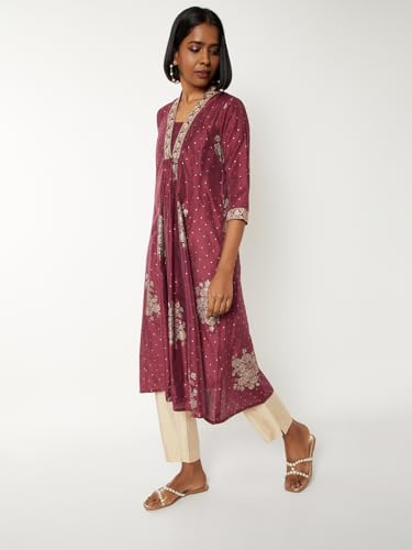 Max Women Foil Print A-line Kurta (Red_XL)