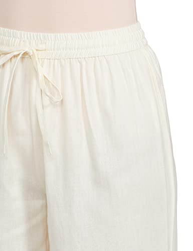 Max Women Lace Hem Loose Mid Rise Palazzos (NOOSCWPLCROFF White)_Large