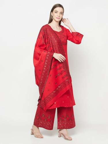 AFSA Women's Acro Wool Woven Unstitched Suit and Dupatta(SEHER-Z-588-CRED)