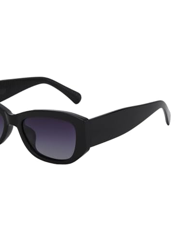 Carlton London Black Toned with Blue Polarised Lens Rectangle Sunglass for women