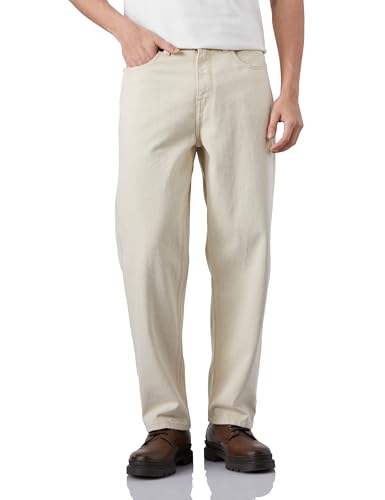 Amazon Brand - Symbol Men's Baggy Fit Cotton Jeans | Mid Rise | Loose & Relaxed | Oversized Jeans Pant