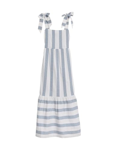 Cotton Rich Striped Midaxi Tiered Dress T527953BLUE MIX (L)