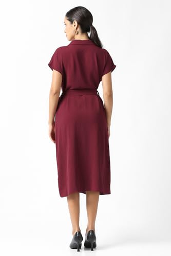 Women Maroon Solid Casual Dress