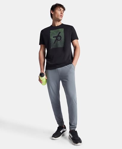 Jockey MV02 Men's Super Combed Cotton Blend Graphic Printed Round Neck Half Sleeve T-Shirt with Stay Fresh Treatment_Black_S