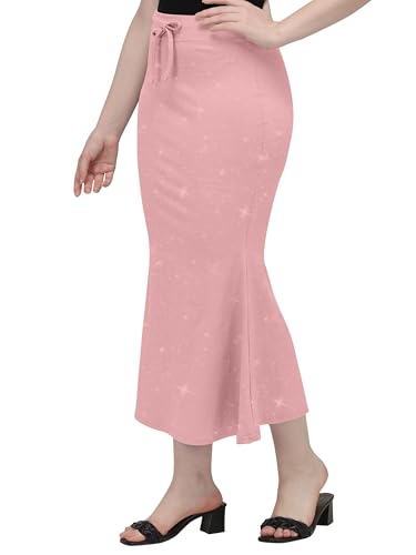 VALLEY Shimmer Stretchable Saree Shapewear Petticoat for Women, Cotton Blended,Petticoat,Skirts for Women,Shape Wear Dress for Saree (Rose Pink, L)
